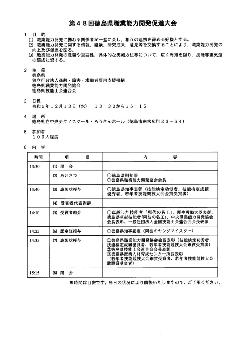 第４８回徳島県職業能力開発促進大会